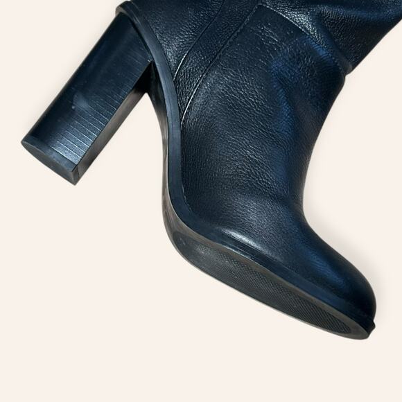 ZARA HIGH BLOCK HEEL BLACK LEATHER BOOTS EUR 40 US 9 - Picture 4 of 8